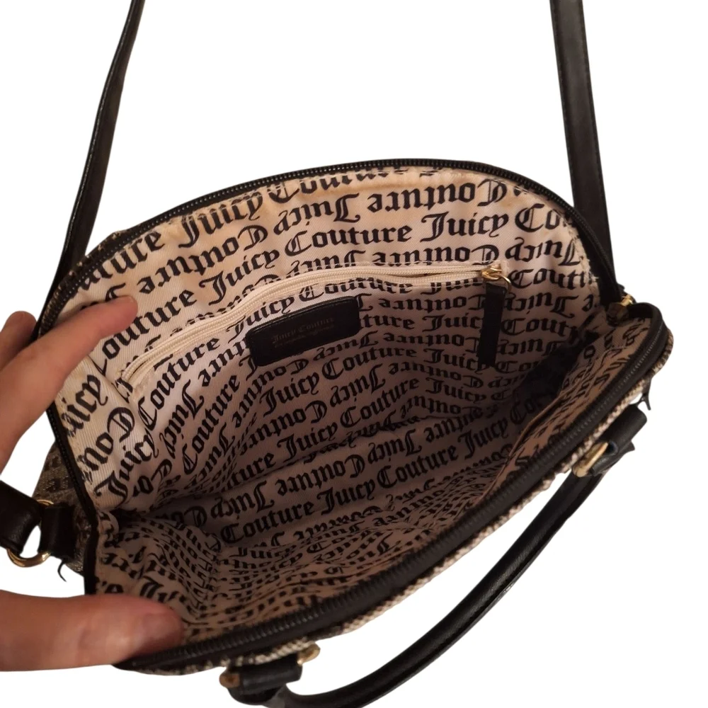 Juicy Couture Black and Gray Satchel Y2K Pop Culture Bubble Gum Repeated Logo